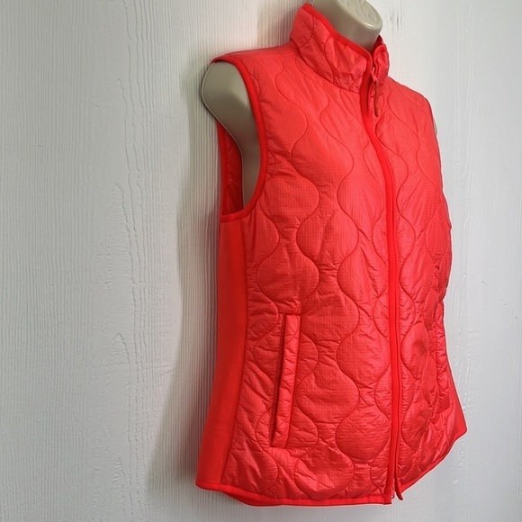J Crew - NWT Bright Orange Red Zip Closure Sleeveless Vest Pockets Size Small - Picture 4 of 13
